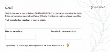 Voucher na zakupy papierowy DL o wartości