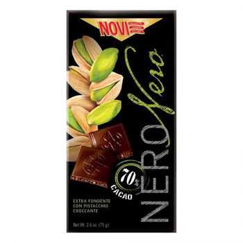 Włoska czekolada gorzka z kawałkami pistacji - Novi Nero 75 g