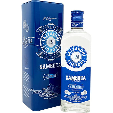 Likier anyżowy Sambuca w ozdobnej puszce - Lazzaroni 700 ml