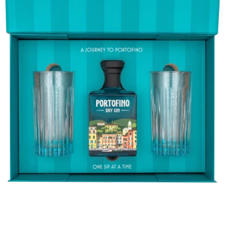 Zestaw Dry Gin z dwoma szklankami - Portofino 500ml