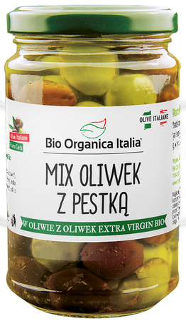 Mix oliwek z pestką w oliwie z oliwek extra vergine BIO -  Bio Organica Italia 280 g