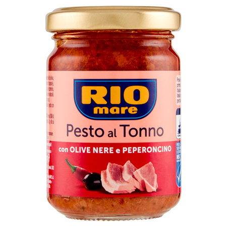 Włoskie pesto z tuńczykiem, czarnymi oliwkami i papryczką - Rio Mare 130 g