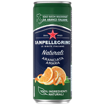 Włoski napój bezalkoholowy o smaku gorzkiej pomarańczy - Naturali Aranciata Amara - Sanpellegrino  330 ml