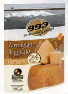 Ser tarty parmezan dojrzewający 24 miesiące - Parmigiano Reggiano 24M grattugiato Caseficio Cavolai 993 100 g