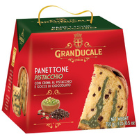 Panettone classico włoska babka tradycyjna z kremem pistacjowym i czekoladą - Gran Ducale 750 g