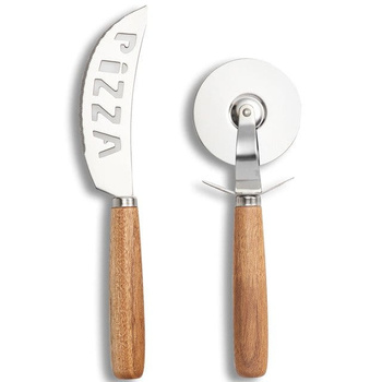 Noże do pizzy ze stali nierdzewnej z drewnianą rączką