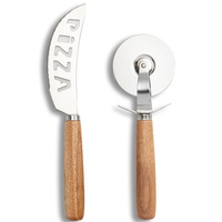 Noże do pizzy ze stali nierdzewnej z drewnianą rączką