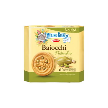 Włoskie ciastka z nadzieniem pistacjowym - Baiocchi Pistacchio - Mulino Bianco 168 g